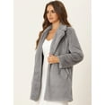 thumbnail image 3 of Unique Bargains Women's Lapel Faux Fur Fuzzy Warm Jacket Overcoat with Pockets S Grey, 3 of 5