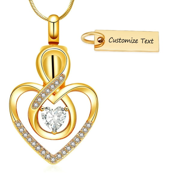 Personalized Infinity Love Heart in Heart Cremation Jewelry for Ashes Holder Urn Necklace for Ashes of Loved One Pendent for Ashes and Chain