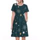 thumbnail image 1 of Easygdp Christmas Snowflake para Vestido Transpirable de Mujer, Vestido Suelto de Manga Corta con Pliegues y Bolsillos para el Verano, 1 of 6
