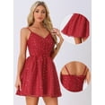 thumbnail image 2 of DARING DIVA Women's Spaghetti Strap Fit and Flare Party Mini Dresses L Burgundy, 2 of 6