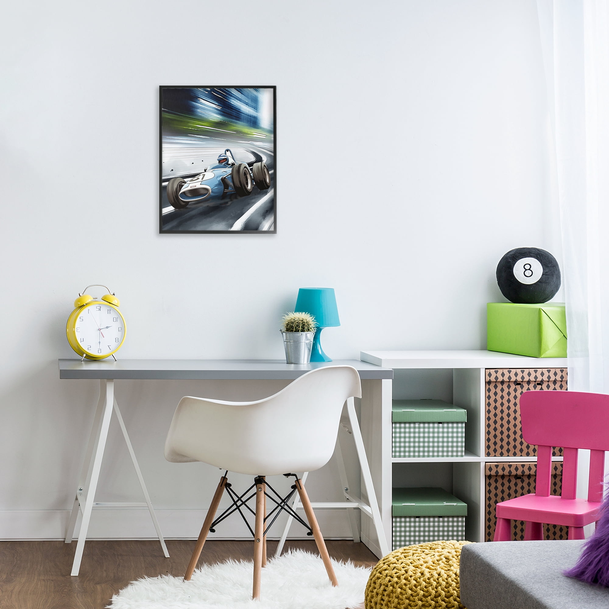 Stupell Industries Speeding Racecar Driver Black Framed Giclee Art, design by Christine Simpson Art