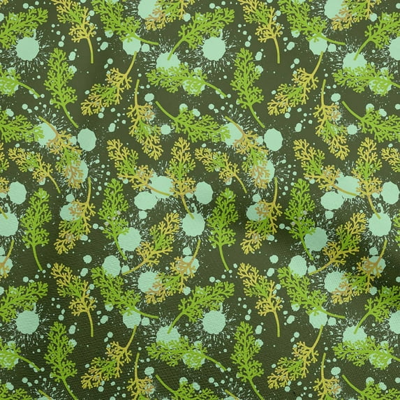 oneOone Cotton Jersey Green Fabric Leaves Fabric For Sewing Printed Craft Fabric By The Yard 58 Inch Wide