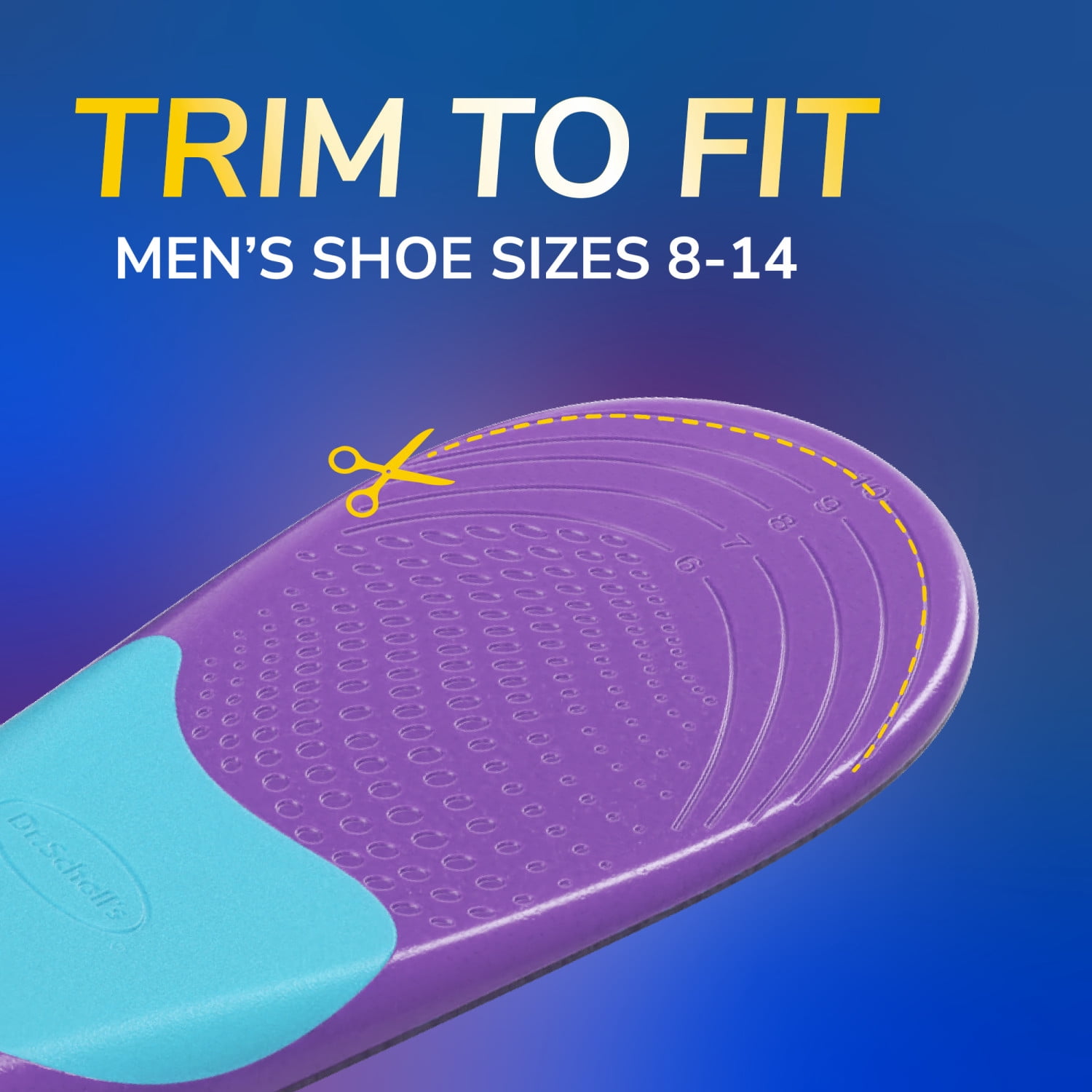 Dr. Scholl's Walk Longer Insoles, Comfortable Plush Foam Inserts for Men, Sizes 8-14