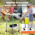 thumbnail image 3 of KFFKFF 24x24x38 Inch Stainless Steel Table, 700 LBS Capacity, Mobile with 4 Casters, 3 Height Settings, Durable Kitchen Prep Station for Commercial Use, Silver, 3 of 8
