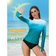 thumbnail image 5 of Charmo Women's Long Sleeve Rash Guard Sun Protection Swim Shirt Quick Dry Printed Shirts with Thumb Holes, 5 of 6