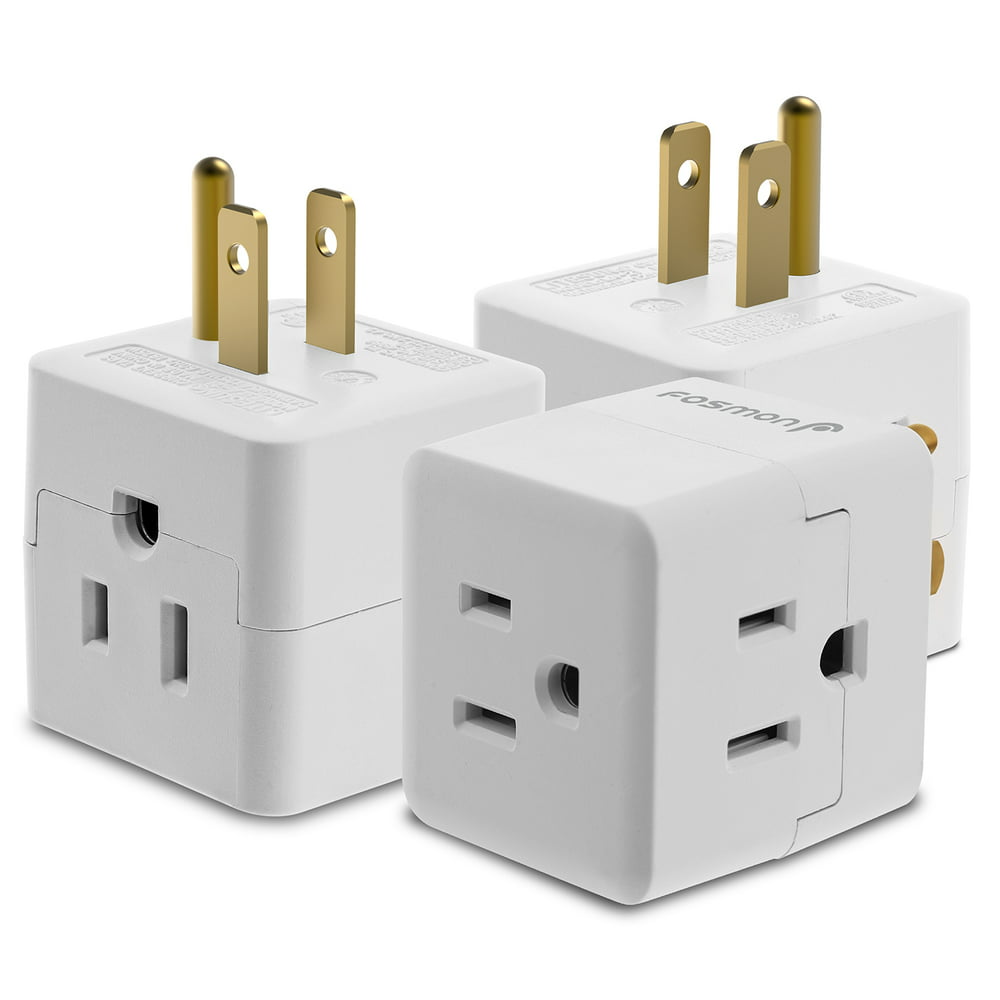 3 Outlet Wall Adapter Tap, Fosmon 3Prong Portable Travel Mini Plug