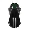 thumbnail image 5 of Witch Costume Women Halloween Dresses Adult Renaissance Medieval Vampire Butterfly Sleeve Mesh Gothic Outfits, 5 of 7