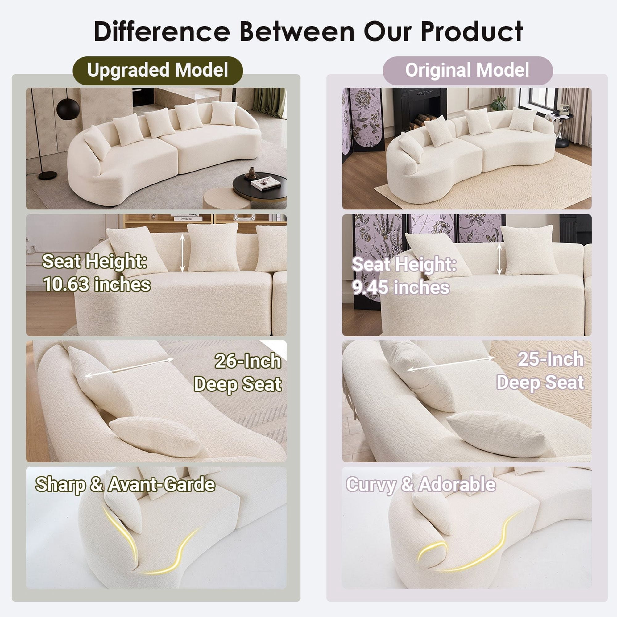 Sailvan 110" Curved Modular Sectional Sofa, High-Density Chenille Sleeper Couch for Living Room