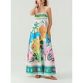 thumbnail image 6 of Gupgi Women Cami Dresses Beach Elements Print Spaghetti Strap Sleeveless Dresses A-line Dress Summer Long Dress, 6 of 9