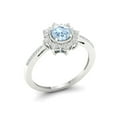 thumbnail image 2 of Imperial Gemstone 10K White Gold Aquamarine 1/10 CT TW Diamond Flower Burst Women's Ring, 2 of 5