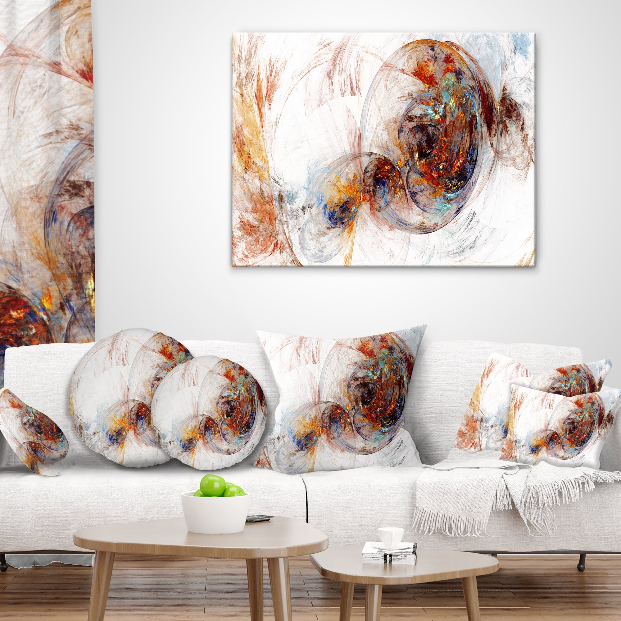 Designart Colored Smoke Brown - Abstract Throw Pillow - 12x20