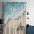 thumbnail image 5 of Beach Coastal Semi Sheer Curtains Drapes for Living Room, Bedroom, French Doors Window 96 Inches Long, Summer Nautical Starfish Aqua Beige Rod Pocket Chiffon Curtain Drapery Voile Draperies Panel, 5 of 6