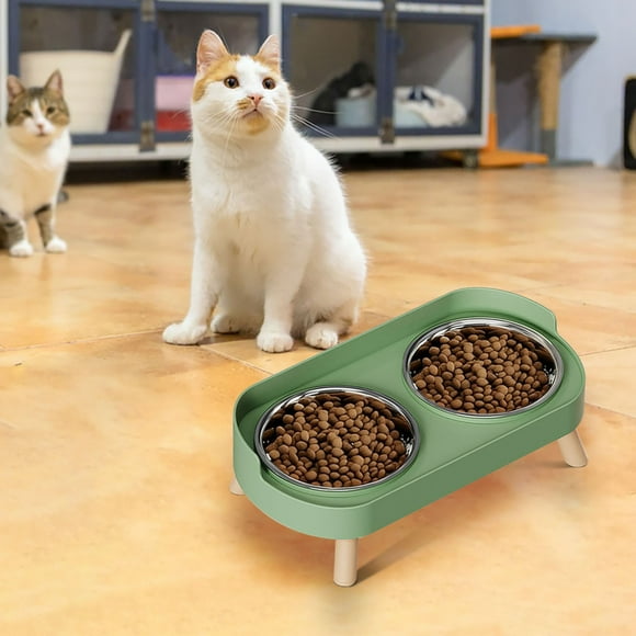 CREATITOY Stainless Steel Dual-Bowl Pet Feeder Dog Cat Food Water Bowl