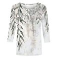 thumbnail image 5 of GERsome Womens Tops 3/4 Sleeve Shirts Crew Neck Loose Casual Blouses Floral Print Tshirts S-XXXL, 5 of 5