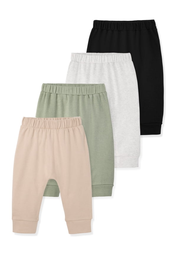 Newborn & Baby Boy Cotton Pull-On Joggers, Solids & Prints, 4-Pack, Sizes 024M