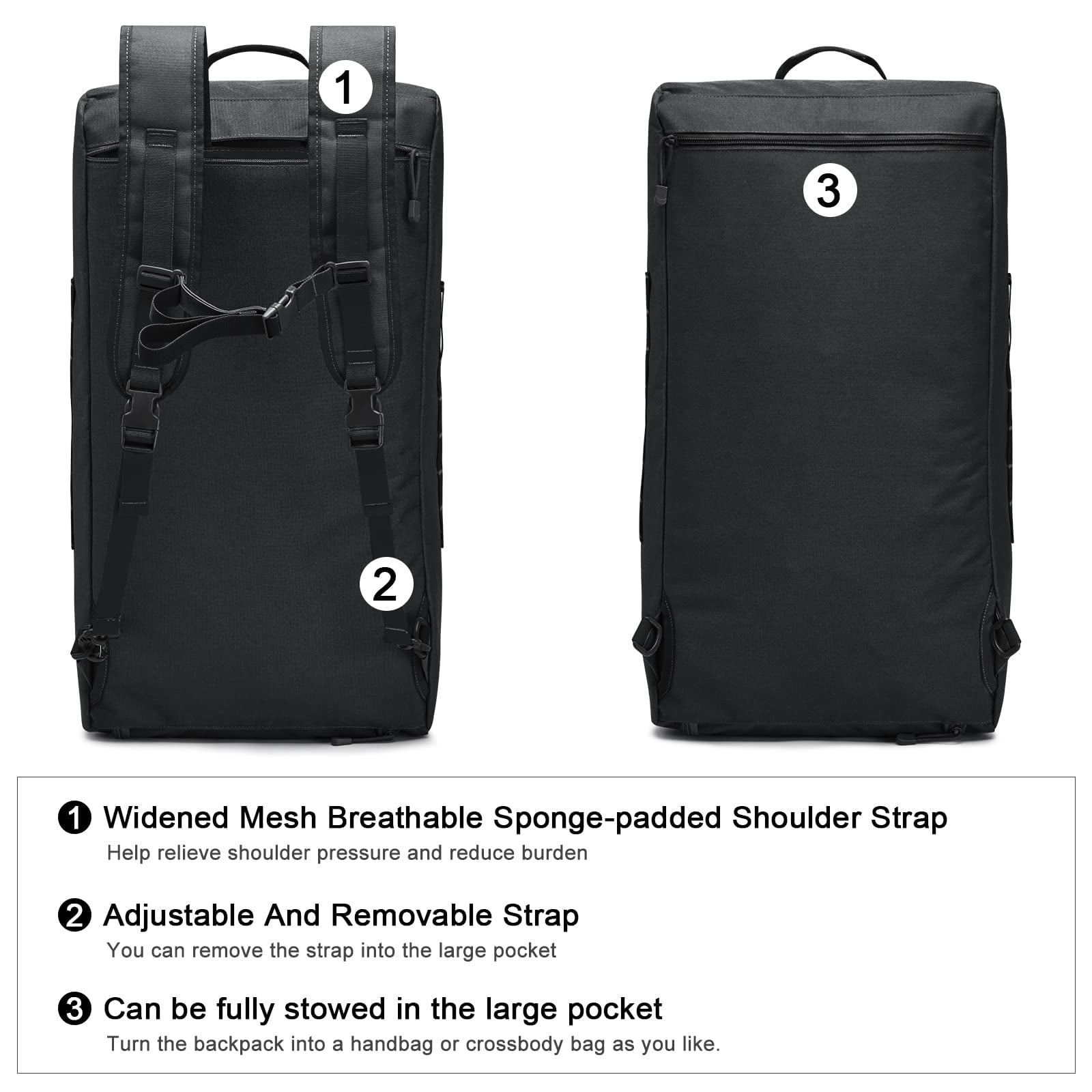 G4Free 70L Large Sports Duffle Bag for Men Gym Travel Backpack with Shoes Compartment Convertible Duffel Backpack