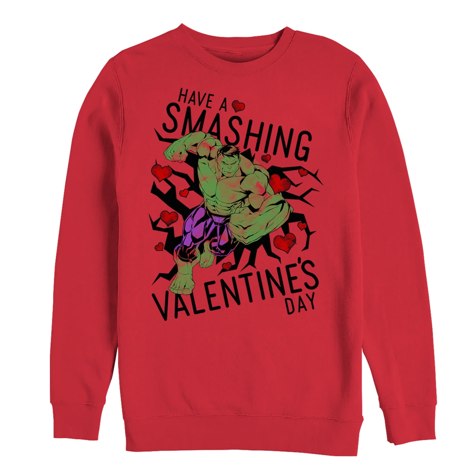 Men's Marvel Valentine's Day Hulk Smashing Sweatshirt Red Large -  Walmart.com