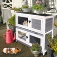 thumbnail image 2 of 2 Story Solid Wood Rabbit/Bunny Hutch,Guinea Pig Cage Pet House for Animals with Ventilation Door Removable Tray Waterproof Roof ,With legs - white - gray), 2 of 10