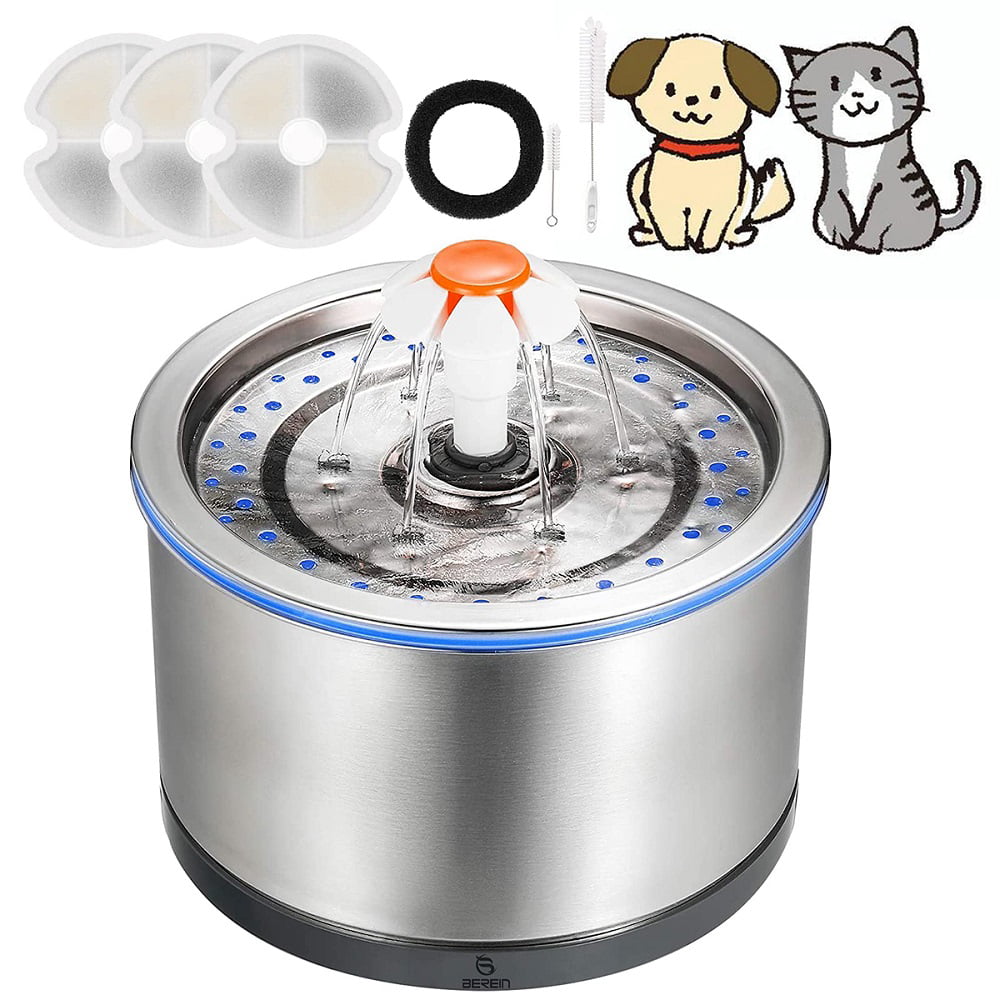 LiveGo Stainless Steel Electric Pet Water Dispenser 2.4L Capacity Pet Fountain Drinking Fountain with Replacement Filters 