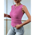 thumbnail image 3 of Top Informal de Verano con Cuello Redondo, de Punto Acanalado, Ajustado, Básico, Texturizado, Sin Mangas, Color Rojo Rosa L, 3 of 5