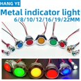 thumbnail image 2 of Luz indicadora LED de metal de 6/8/10/12/16/19/22 mm, luz de señal impermeable con cable de 3 V, 5 V, 6 V, 12 V, 24 V, 220 V, rojo, amarillo, azul, verde y blanco, 2 of 5