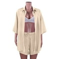 thumbnail image 5 of Summer Savings Clearance 2024! TAGOLD Womens Two Piece Outfits Sets,Women's Fashion Casual Solid Color Short Sleeve Shirt+Shorts Set Button, 5 of 5
