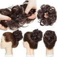 thumbnail image 6 of MY-LADY Synthetic Updo Messy Bun Hairpiece Wavy Curly Chignon Ponytail Thick Thin Hair Extensions Hair Wig(Black Brown Blonde Highlight), 6 of 8