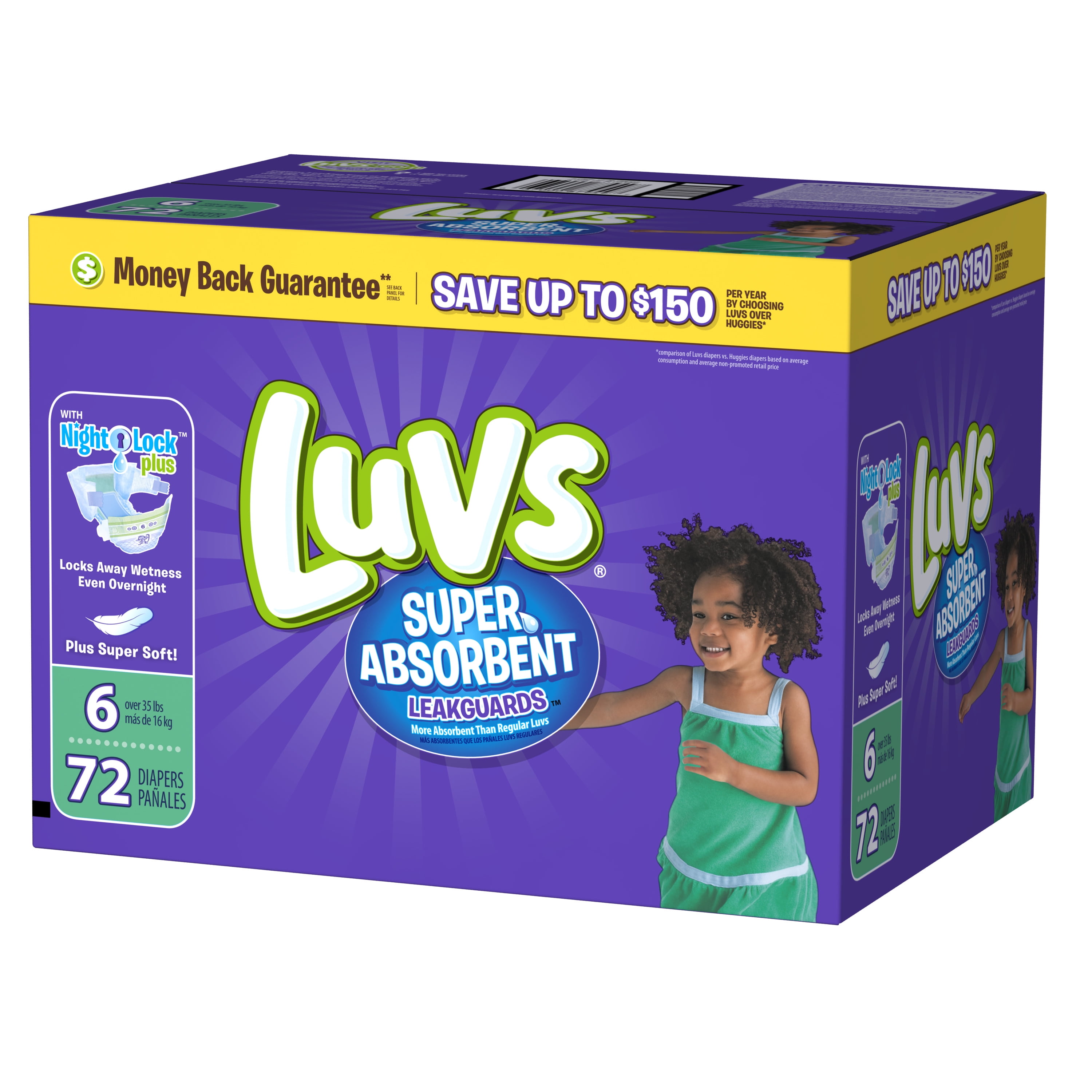 Luvs Super Absorbent Leakguards Newborn Diapers Size 6 72 count