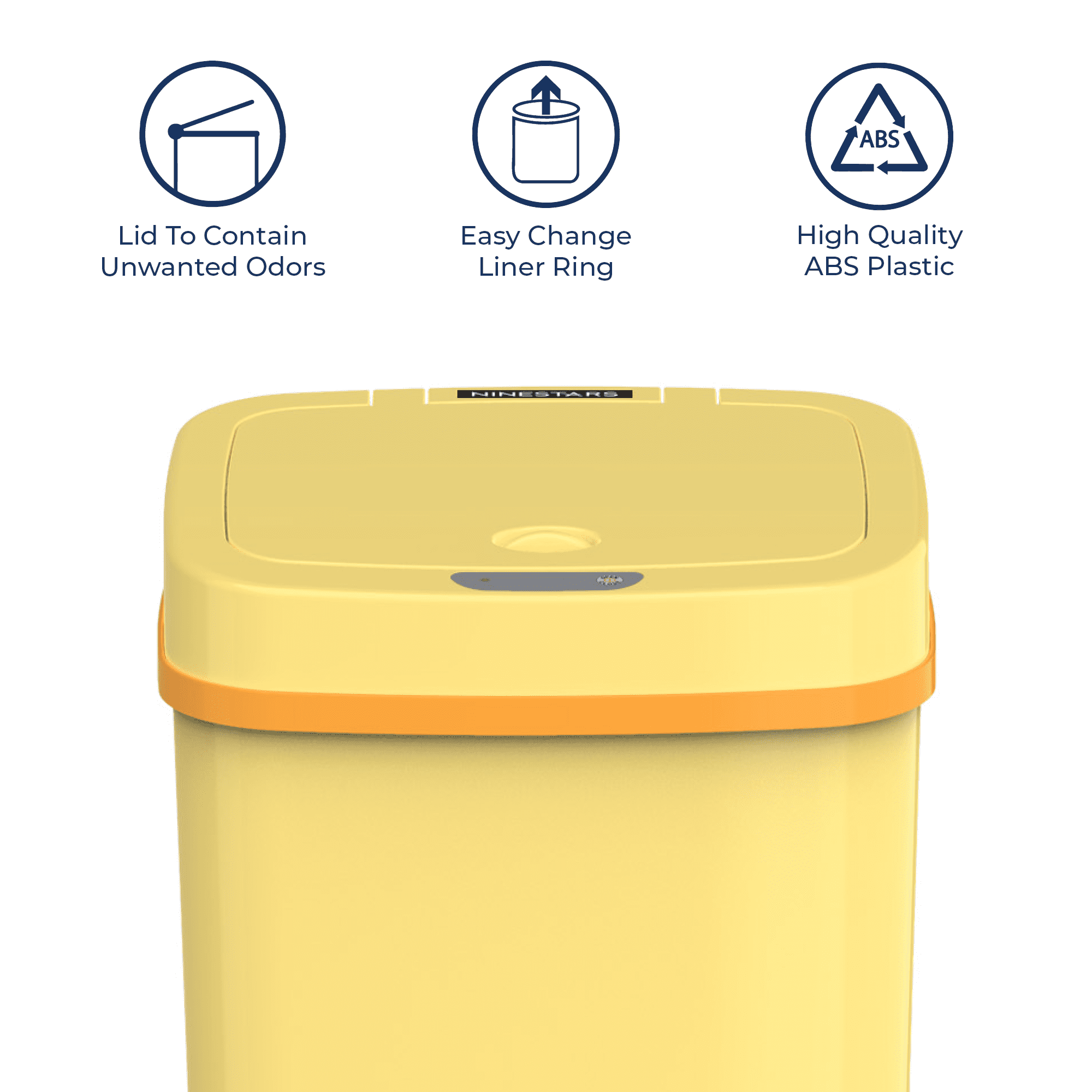 Nine Stars Automatic Nursery Trash Can, 4 Gallon Plastic, Motion Sensor Hands-Free Soft-Close Lid Garbage Bin, Yellow