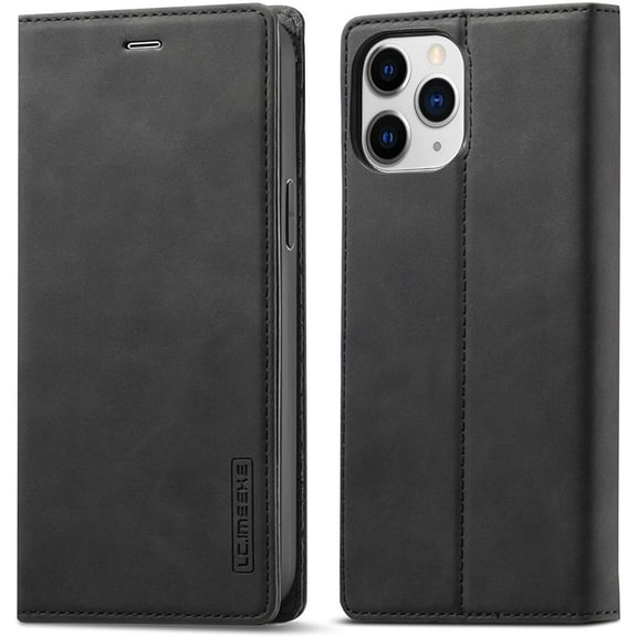 Case Compatible with iPhone 12 Mini 5.4 inch 2020, Vintage Classic Matte Leather Wallet Case Flip Notebook Style Cover with Magnetic Closure Kickstand Card Slots - Black