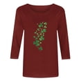 thumbnail image 4 of TaTaai St. Patrick's Day Casual Fashion Print Blouses For Women 3/4 Sleeve Round Neck Loose Fit Stretchy Breathable Spring Winter Daily Tops Gift, 4 of 4