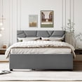 thumbnail image 4 of DreamBuck Queen Size Upholstered Platform Bed with Trundle, Linen Fabric Platform Bed Frame with Brick Pattern Headboard, Queen Bed Frame for Adults, Teens, No Box Spring Needed, Noise Free, Gray, 4 of 9