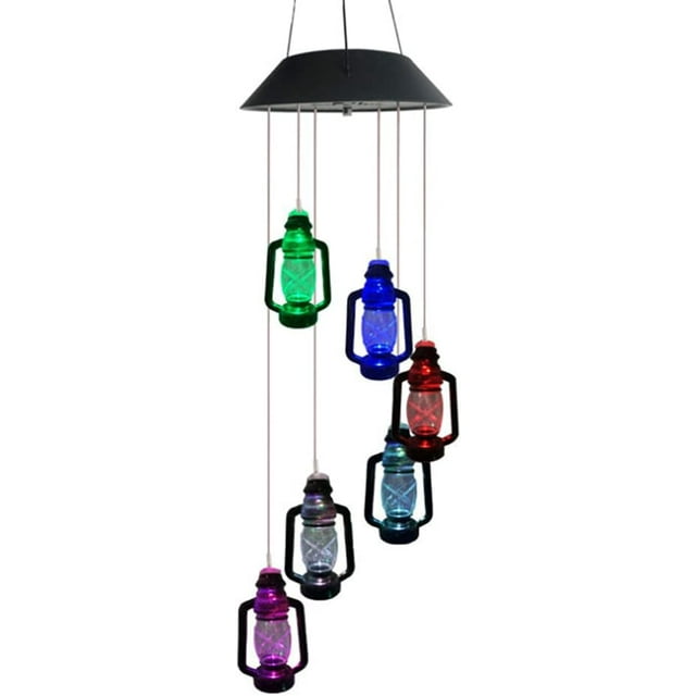 HUGFEGWE Solar Windbell Light Wind Chime Solar Powered Crystal Ball LED Color Wind Bell Light for Garden Patio Home Decoration U2536-15197