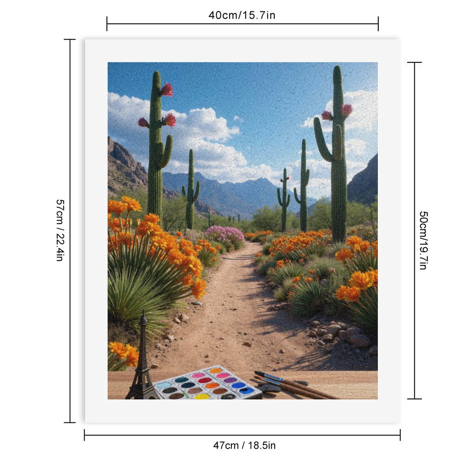 Paint By Numbers Kit for Adults Beginner - Cactus Pathway Vibrant Landscape Art DIY Canvas Painting Kits for Adults, Frameless Paint By Number for Adults for Home Wall Decor 16x20 Inch