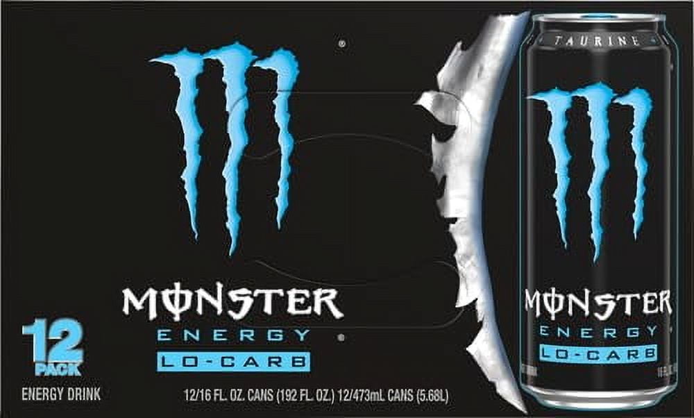 Monster Energy, Lo-Carb Monster, Low Carb Energy Drink, 16 Ounce (Pack of 12)