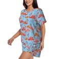 thumbnail image 2 of Rocae Flamingo for Two Piece Sleepwear Pajamas Sets for Women Soft Short-Sleeved Pjs with Lounge Shorts Large, 2 of 9