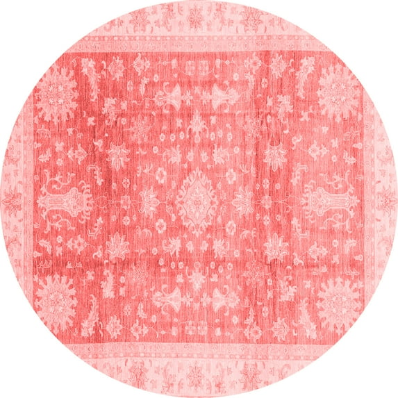 Ahgly Company Indoor Round Oriental Red Modern Area Rugs, 7' Round