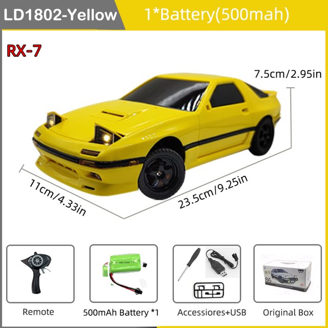 LD1804 RC Car LD1802 RC Drift Car 1/18 Modelo ESP 2.4G 2WD Luces LED Modelo controlado a escala completa Coche para niños Juguetes Regalos