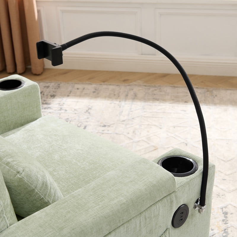 2PCS Single Sofa w/ Storage Ottoman Set, Chaise Lounge w/ Adjustable Backrest, Armchair Sleeper w/ Cup Holder & Phone Holder