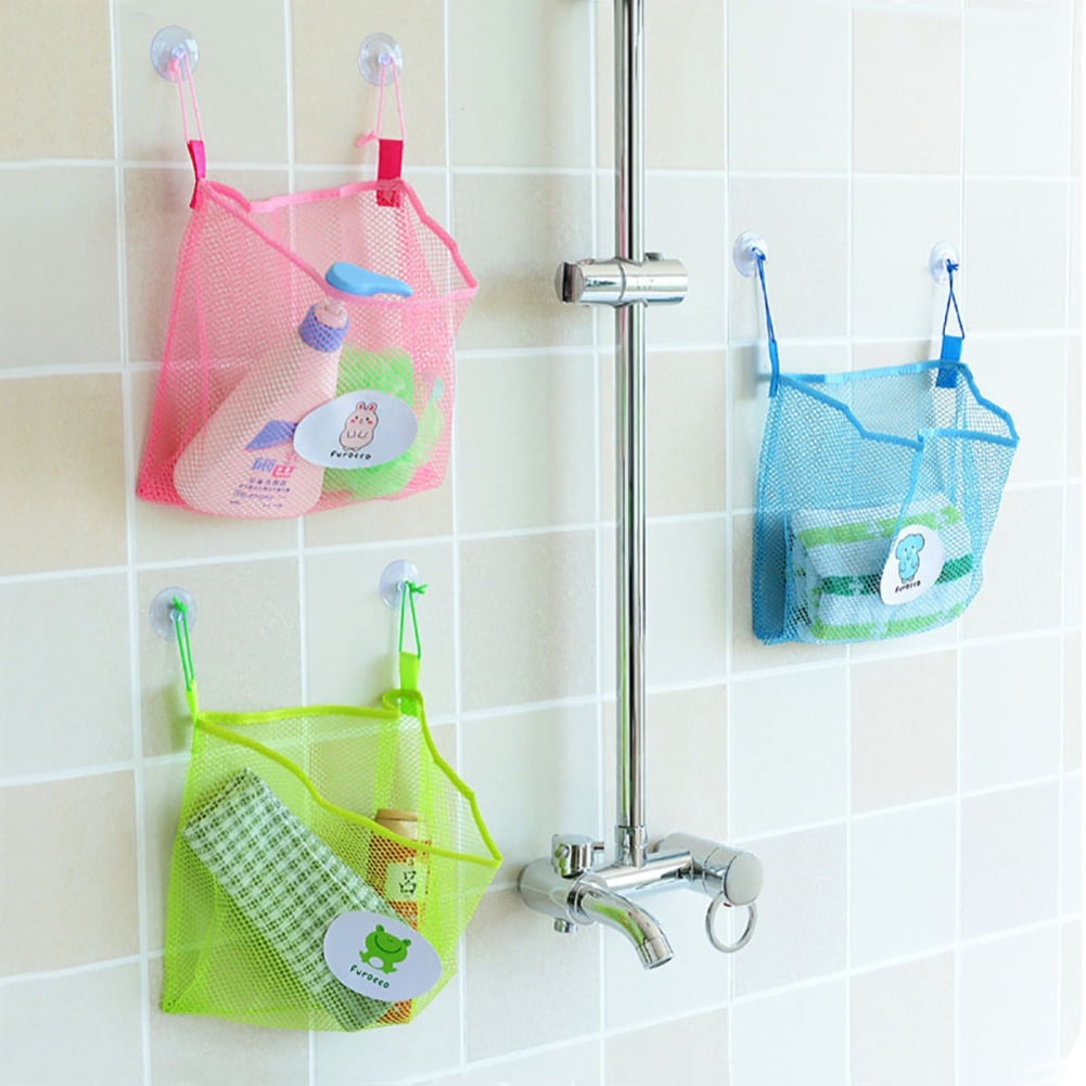Baby Bath Time Tidy Storage Toy Suction Cup Organiser Bag Mesh Bathroom Net q 