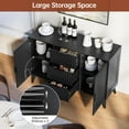 thumbnail image 2 of 47" Black Sideboard Buffet Cabinet with 3 Drawers, Fluted Modern Buffet Cabinet with Storage, 2 Doors Sideboard Cabinets Accent Credenza for Dining Room, Living Room, Entryway, 2 of 7