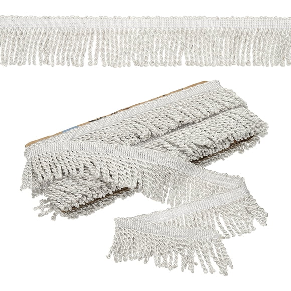 White Fringe Trim, 5 Yards x 65mm Fringe Trim Curtain Tassel Fringe Trim Fabric Trims Sewing for Curtain Sofa Clothes DIY Decoration