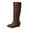 A Brown, variant on Wovix Women's Mid-Calf Boots Knee High Boots Women Low Heel Pointed Toe Elastic Boots Side Zipper Leather Spring Fall Long Tall Boot Black 36