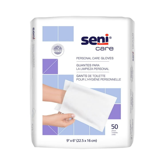 Seni Care Wash Mitt 6 x 9" S-NG50-C41, 1 Pack 50 Wipes