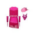 thumbnail image 5 of Aiihoo Kids Cowboy Cowgirl Girls Jazz Latin Dance Outfit Sleeveless Sequin Rhinestone Tassel Tops with Fringed Skirt Gloves Hat Hot Pink 14, 5 of 5