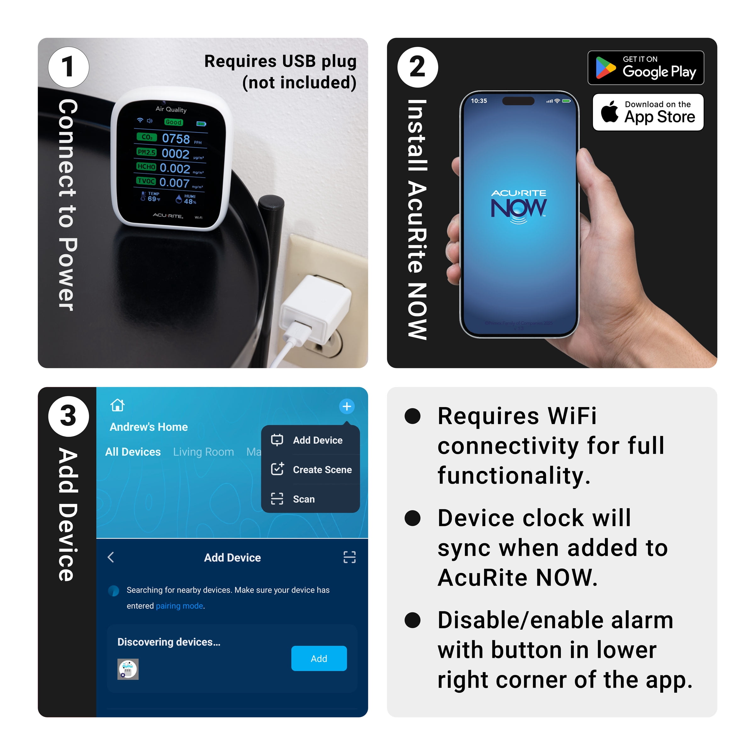 AcuRite WiFi Indoor Air Quality Monitor (8-in-1) for Particulate Matter (PM1.0, PM2.5, PM10), CO2, HCHO and TVOC and Remote IAQ Monitoring (17012M)
