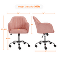 thumbnail image 2 of Alden Designs Velvet Mid-Back Task Chair with Armrests, Pink, 2 of 7