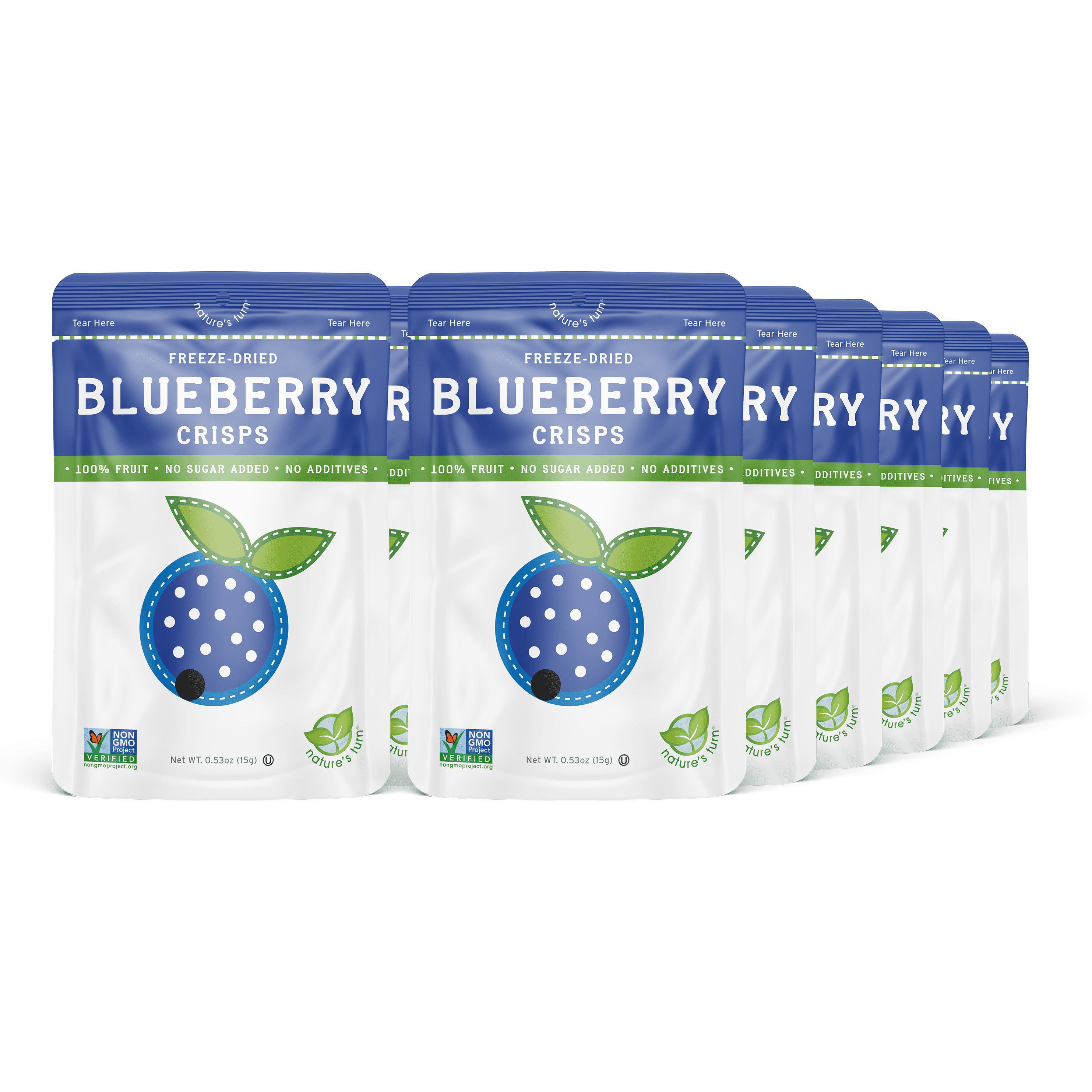 Nature’s Turn Freeze-Dried Blueberry Crisps, No Added Sugar, Healthy Natural Fruit Crisp Snack for School Lunches, 6 Pack (1.2 oz Each)