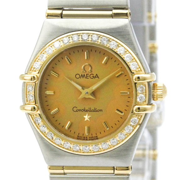 Pre-Owned OMEGA Constellation Diamond 18K Gold Steel Watch 1367.10 Polished