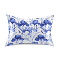 thumbnail image 3 of Haosy Satin Pillowcase for Hair and Skin Standard Cooling Silk Pillow Case with Envelope Closure Elegant Blue Iris Flowers 20"x40", 3 of 9